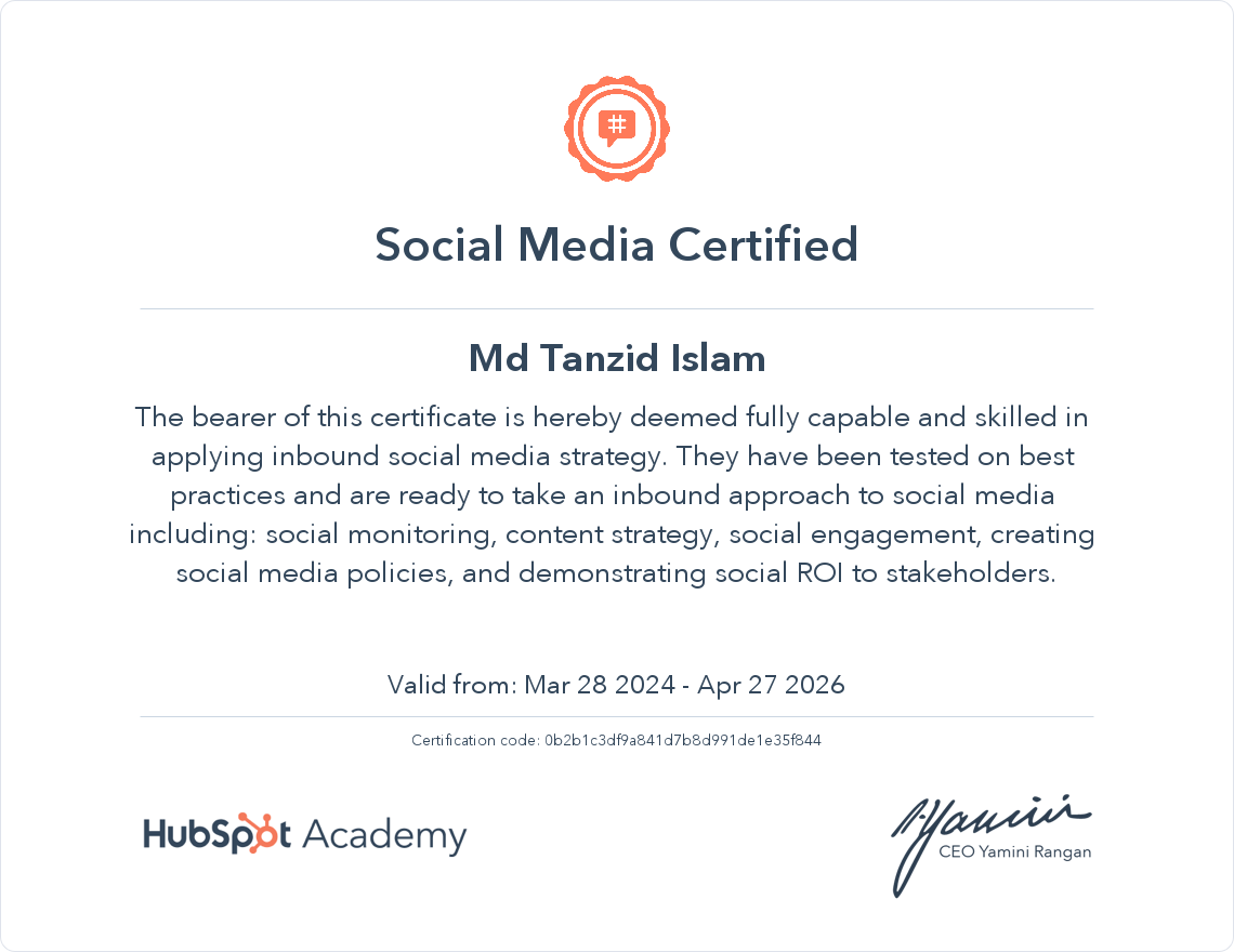 Social Media Certified — HubSpot Academy