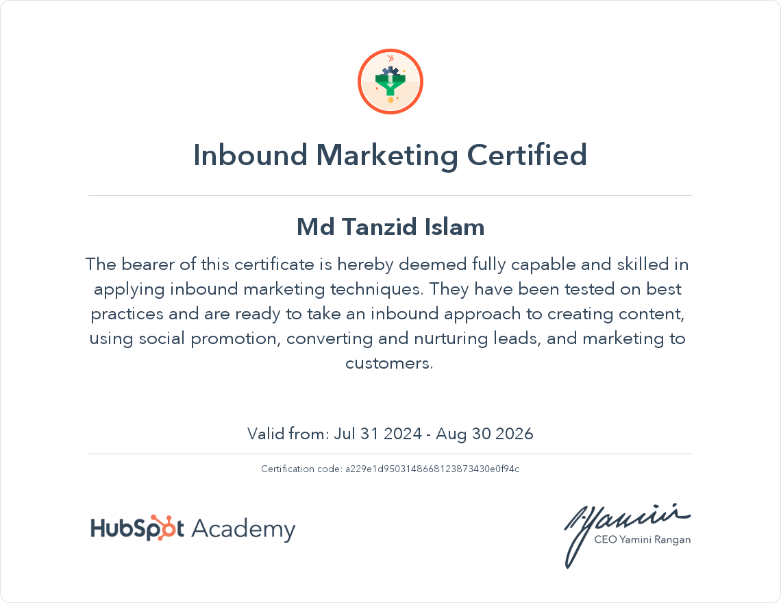 Inbound Marketing Certified — HubSpot Academy