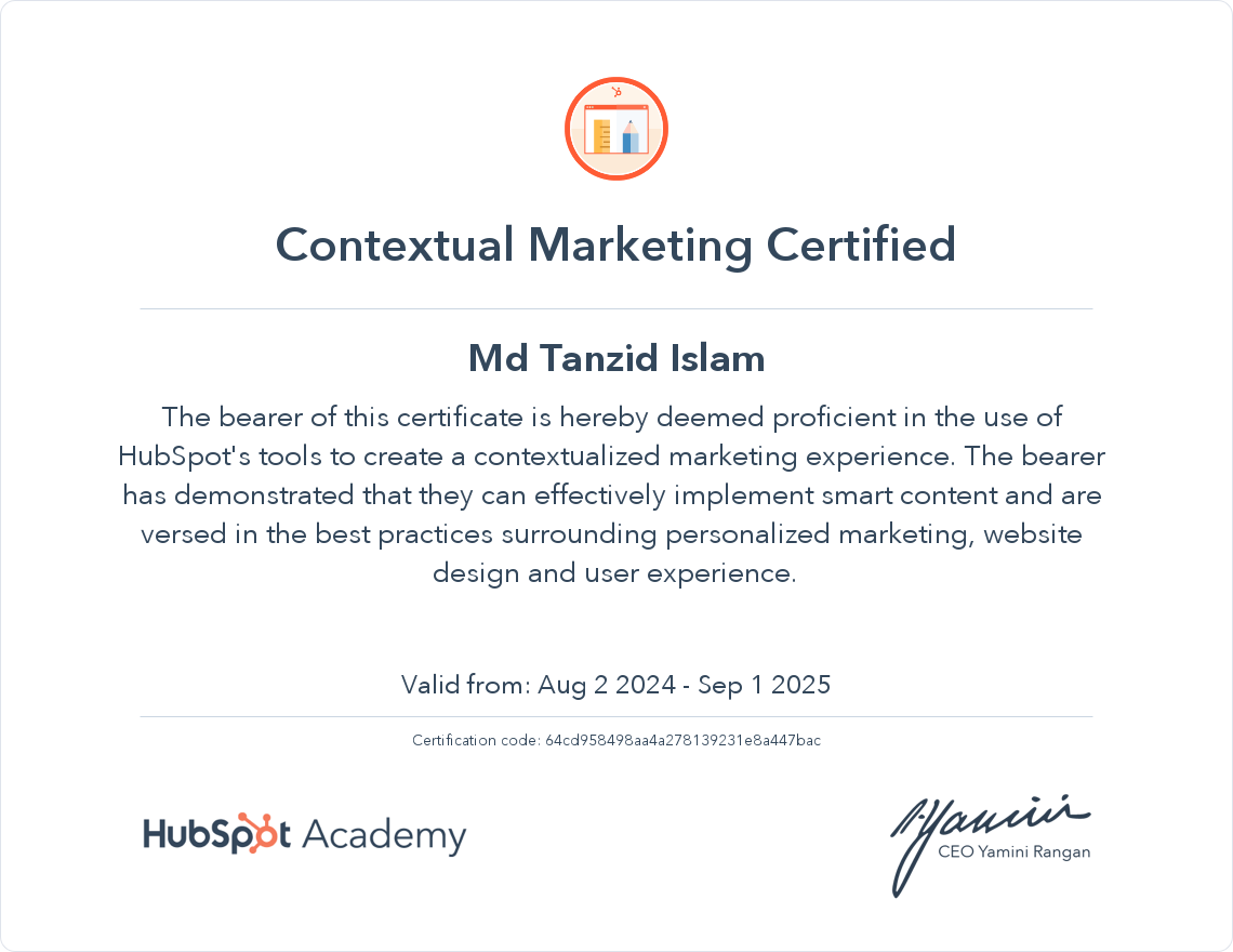 Contextual Marketing Certified — HubSpot Academy