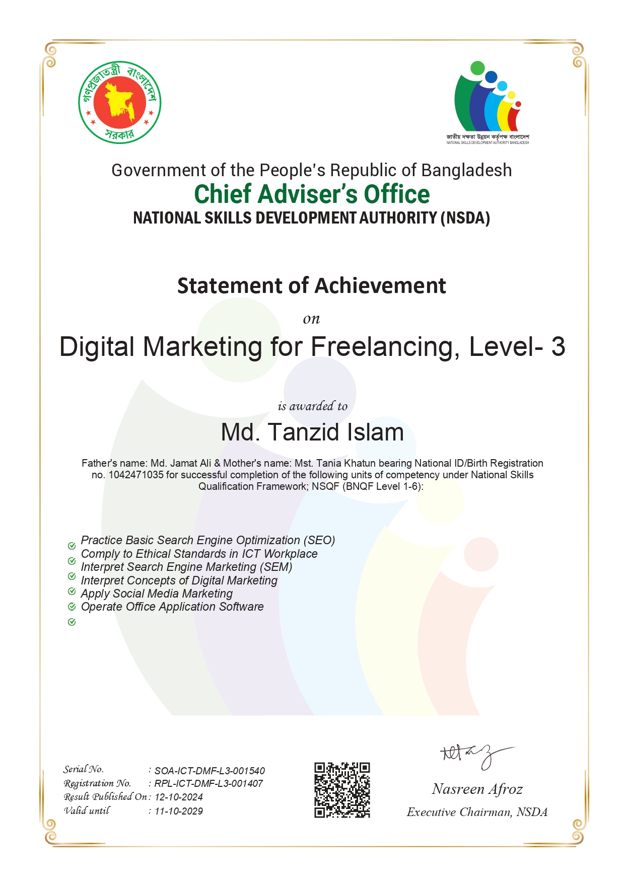 Digital Marketing for Freelancing, Level 3 — NSDA