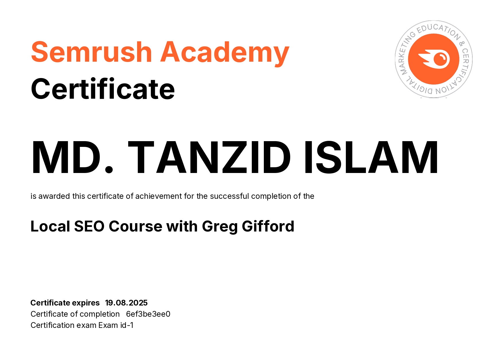 Local SEO Course — Semrush Academy