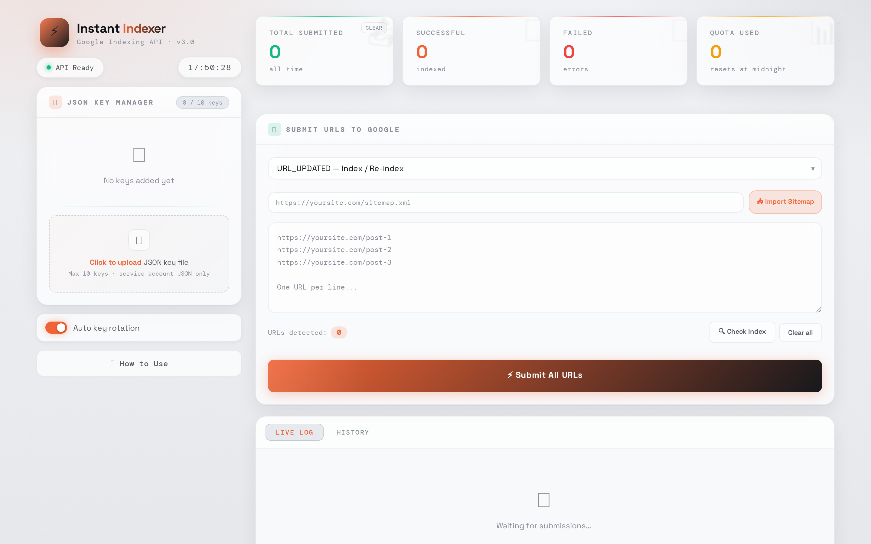 Instant Indexer Pro interface